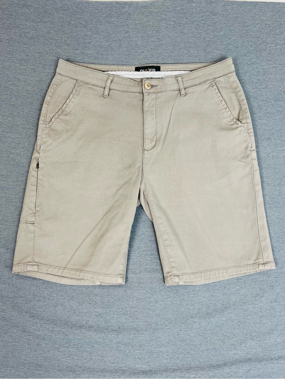 DUER Beige Flat-Front Cotton Blend Shorts